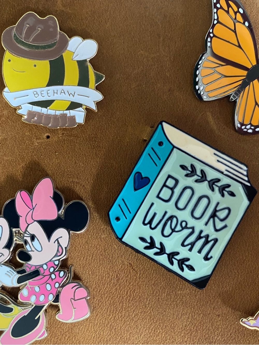 Disney Book Worm Enamel Pin - Blue, Teal, Yellow, Pink, Orange
